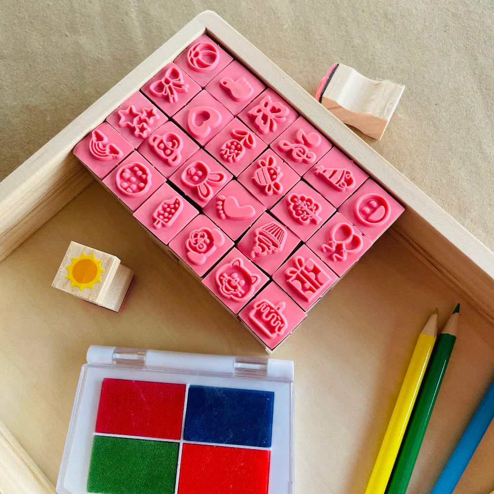 Age : 4 Years+ Open Ended Wooden Stamp Kit - My World - Image 4