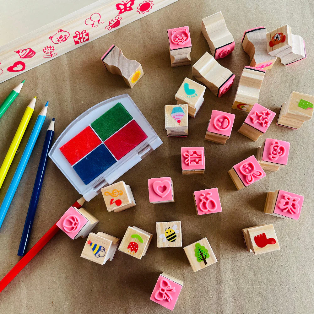 Age : 4 Years+ Open Ended Wooden Stamp Kit - My World - Image 2