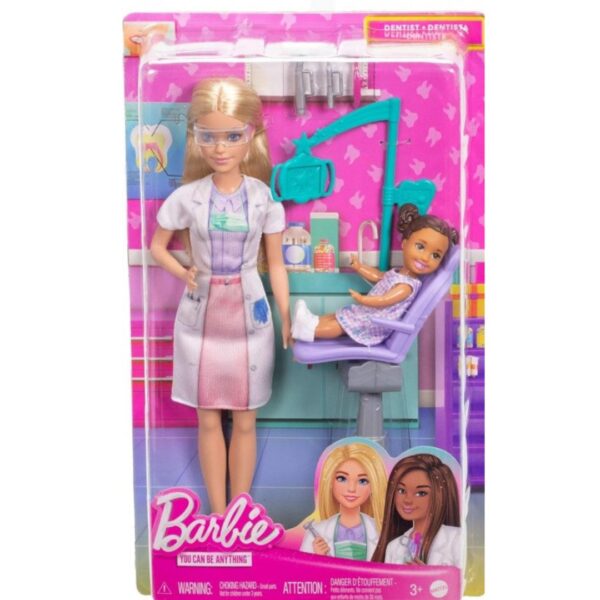 Barbie Dentist Doll with Blonde Fashion Doll with Blue Dress and Lab Coat, 1 Kid Doll, Medical Doctor Furniture & Accessorie