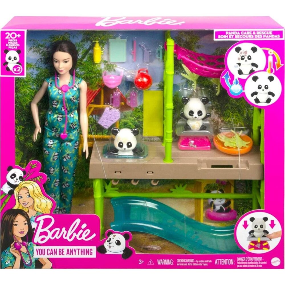 Barbie Panda Care And Rescue Playset With Doll And 20+ Accessories, Plus Color Change Feature