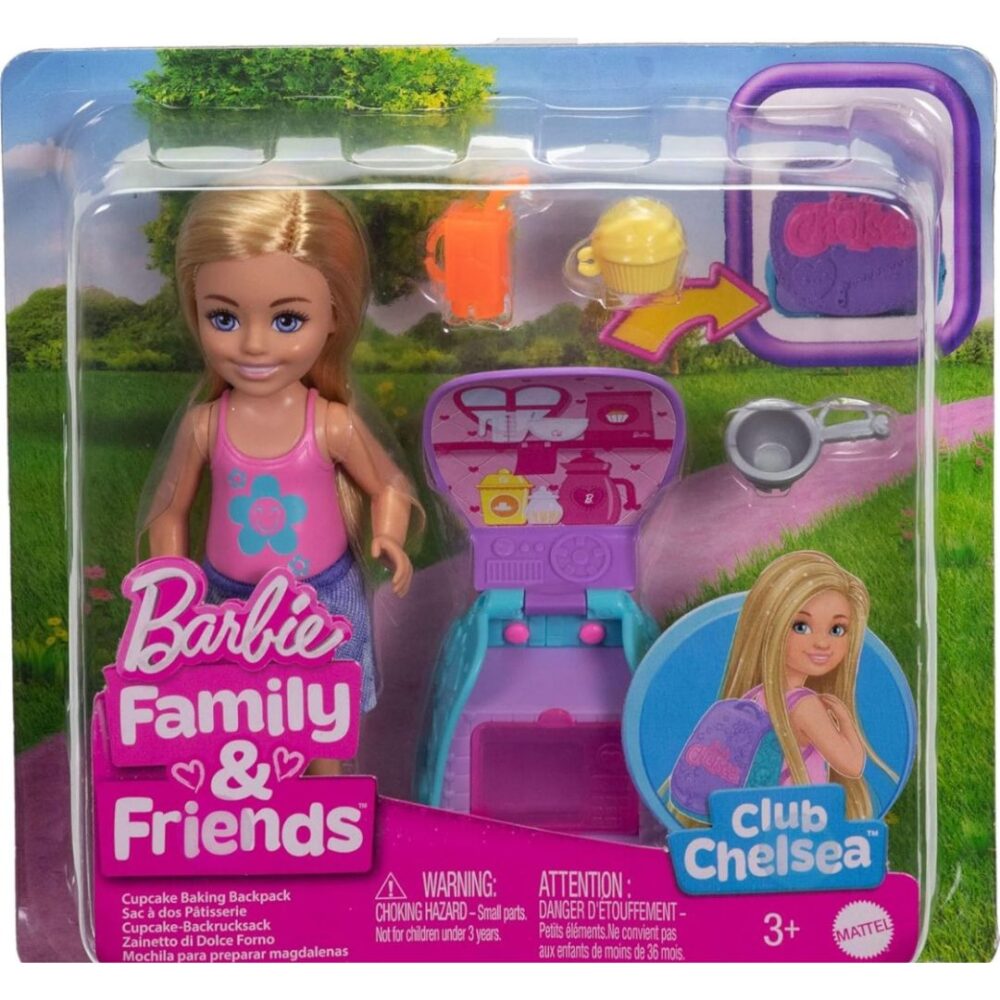Barbie Family & Friends Chelsea Cupcake Baking Backpack Chelsea Doll And Accessories, Backpack With Cupcake Play Piece