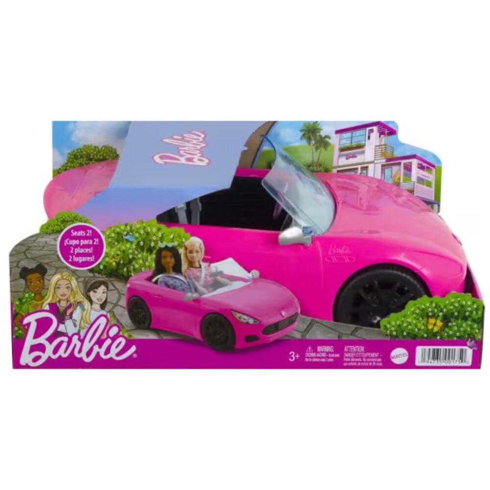 Barbie Pink Convertible 2-Seater Vehicle With Rolling Wheels, For 3 To 7 Year Olds
