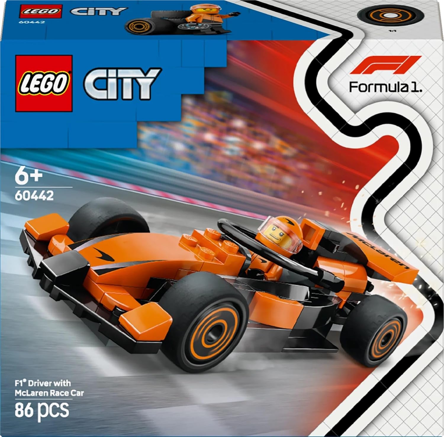 Age : 6 Years+ Lego 60442 City F1 Driver with McLaren Race Car (86 Pieces) - Image 3