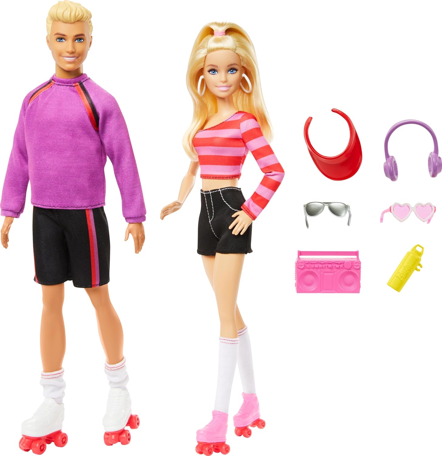 Barbie Fashionistas Set with 2 Fashion Dolls & 6 Accessories, Ken Roller-Skating Fashion Dolls, 65th Anniversary Collectible - Image 4