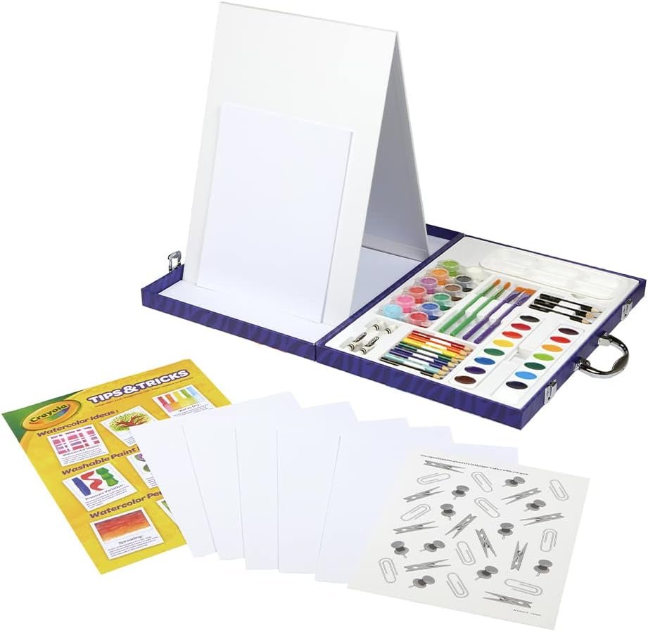Age : 4 Year+ CRAYOLA Paint & Create Easel Case, Portable Painting Studio with Durable Storage Case, Features Over 65 Pieces of Art Tools - Image 5