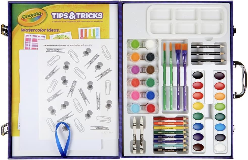 Age : 4 Year+ CRAYOLA Paint & Create Easel Case, Portable Painting Studio with Durable Storage Case, Features Over 65 Pieces of Art Tools - Image 4