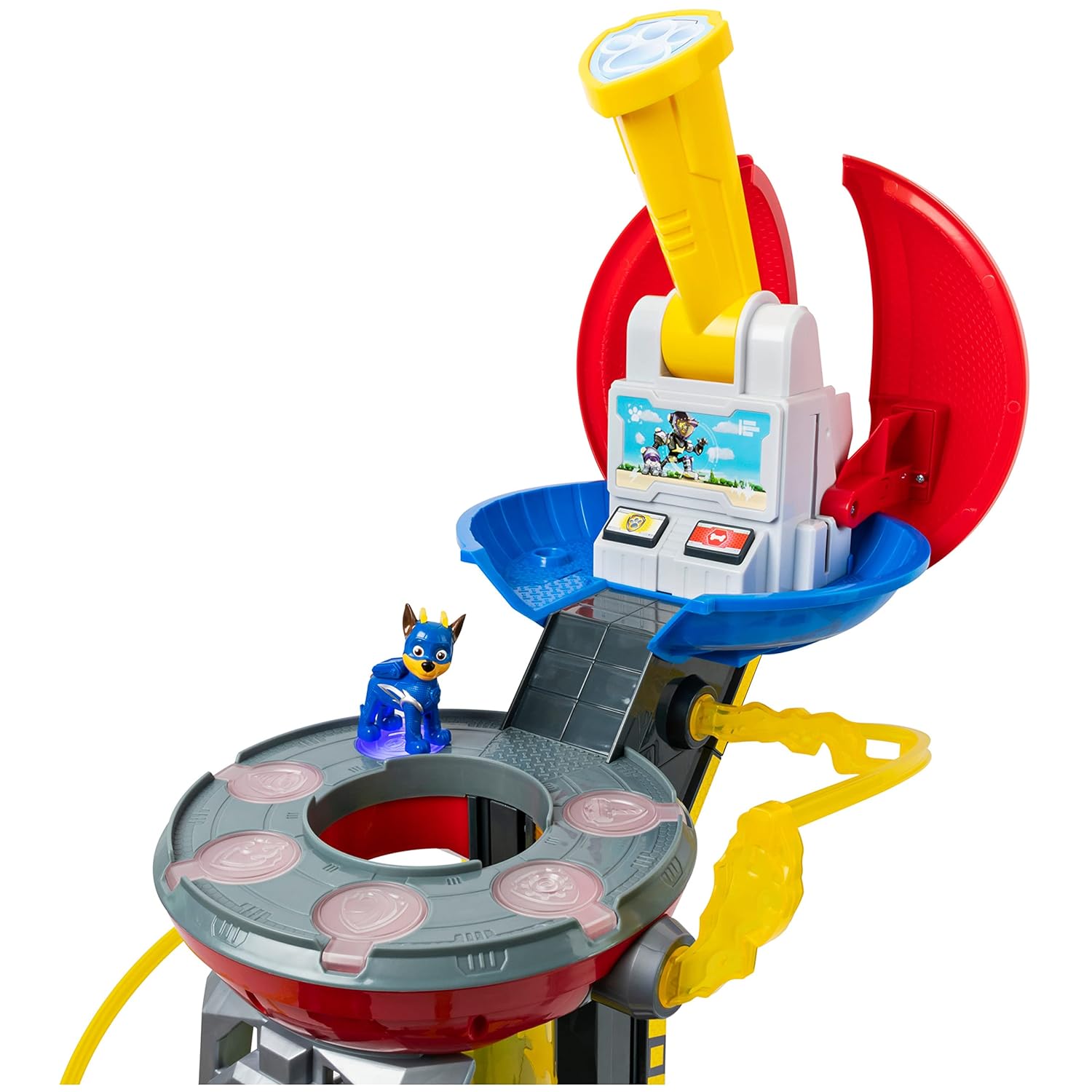 Paw Patrol Mighty Lookout Tower Pup Squad Playset | 2.75 Ft Tall Tower with Lights & Sounds | Bonus Chase Figure, Elevator, Zipline & Launcher - Image 7
