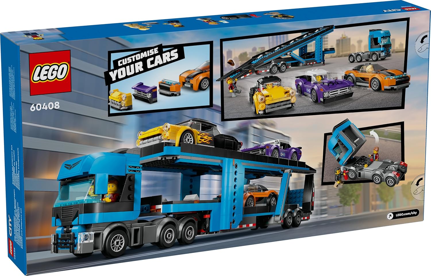 Alternative view of Age : 7 Years+ Lego 60408 City Car Transporter Truck With Sports Cars (998 Pieces)