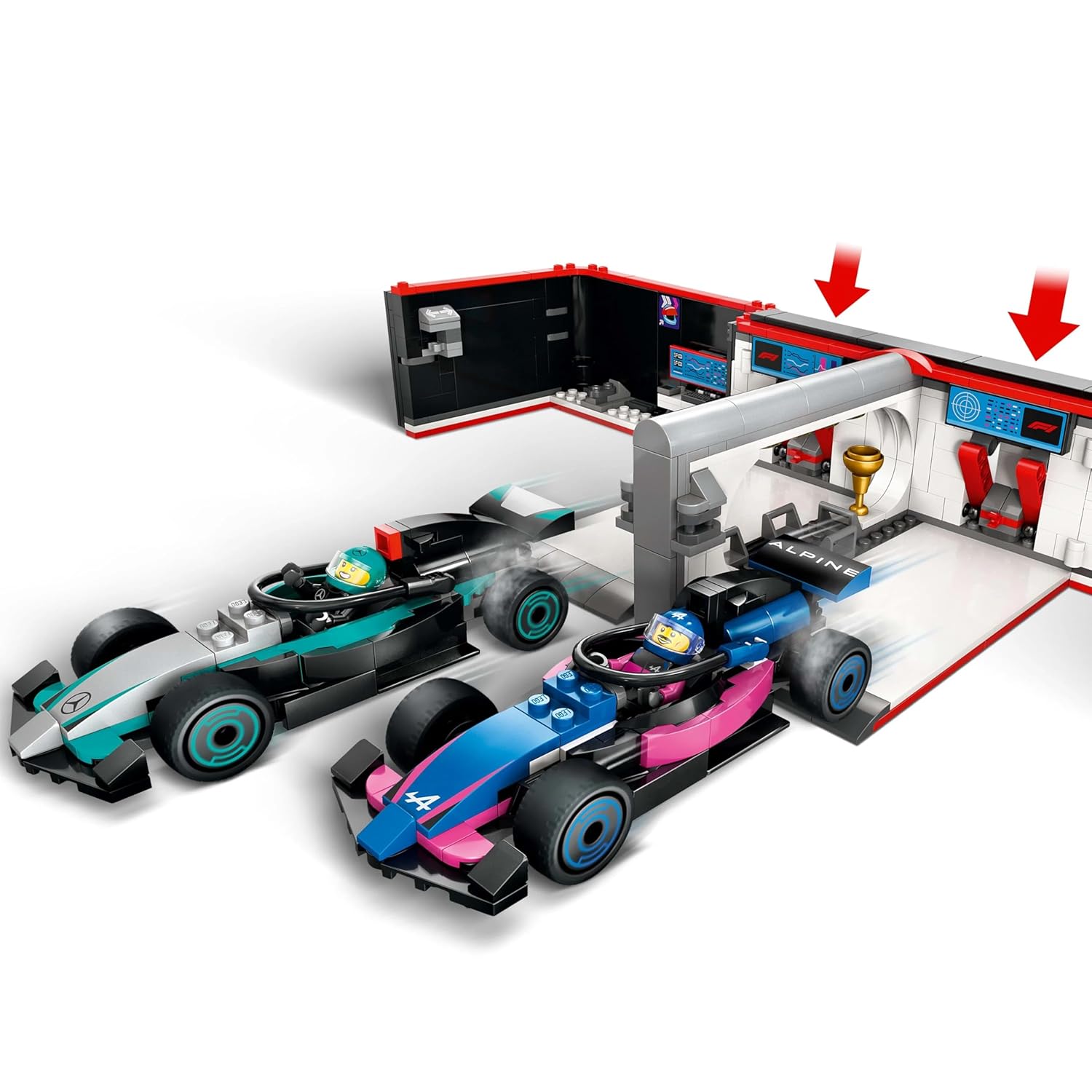 Age : 7 Years+ Lego 60444 City F1 Garage & Mercedes-AMG & Alpine Cars (678 Pieces) - Image 8