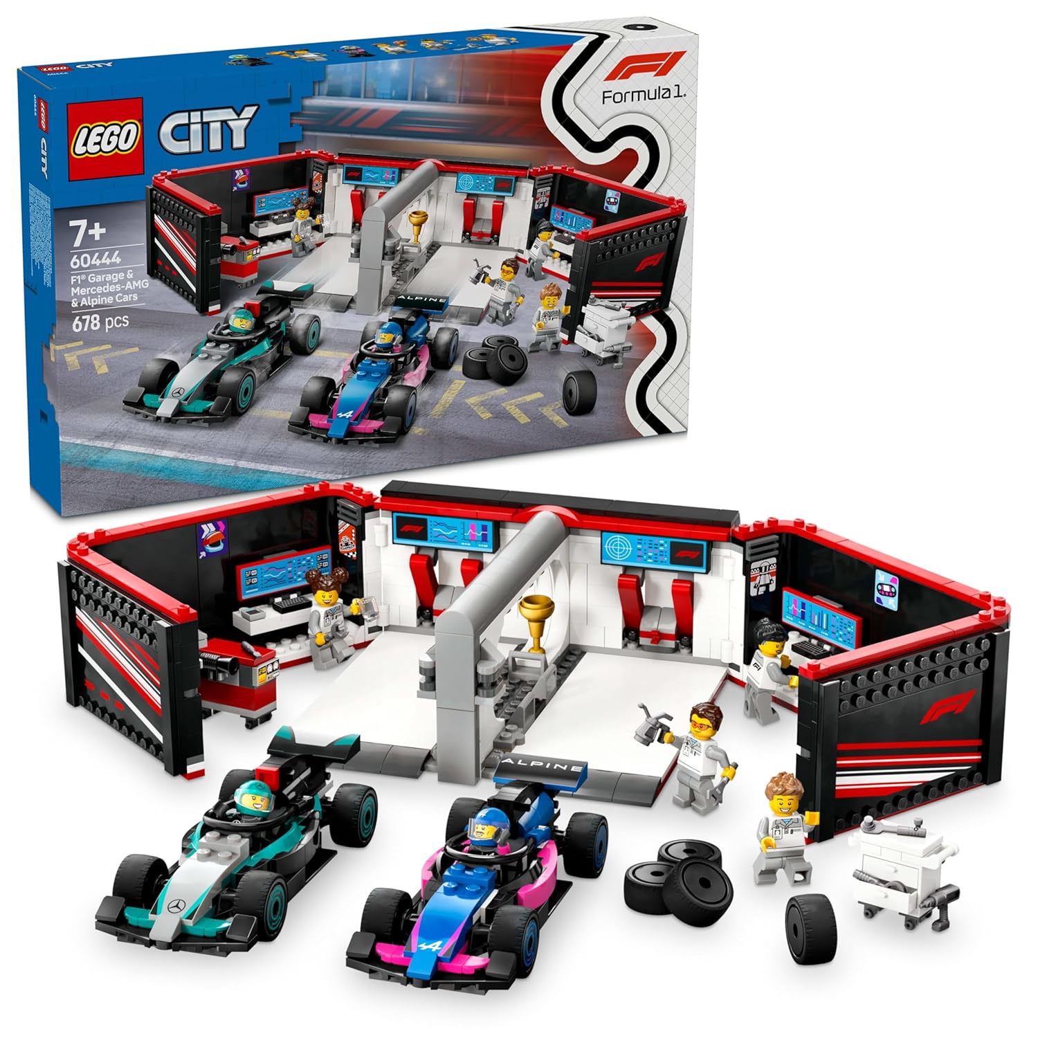 Lego 60444 City F1 Garage & Mercedes