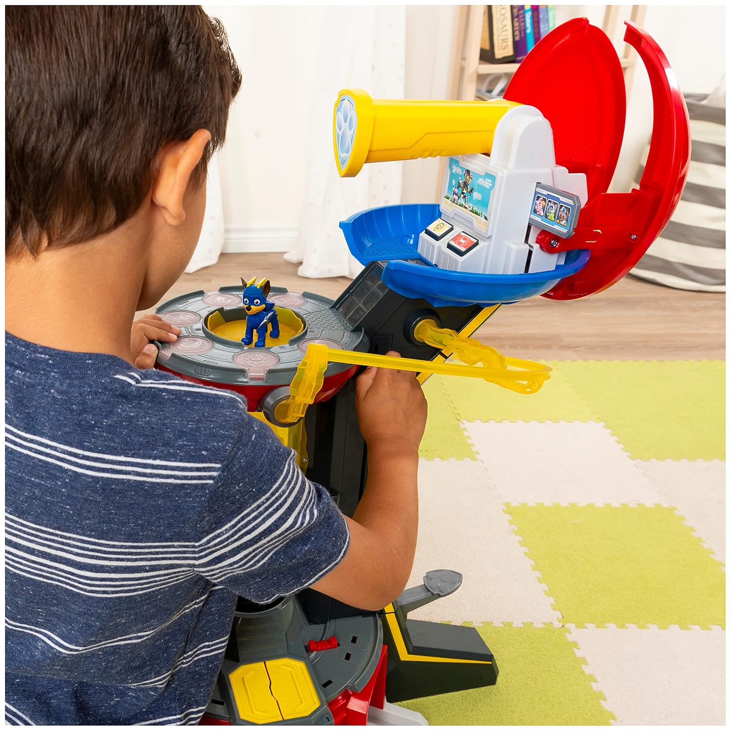 Paw Patrol Mighty Lookout Tower Pup Squad Playset | 2.75 Ft Tall Tower with Lights & Sounds | Bonus Chase Figure, Elevator, Zipline & Launcher - Image 6