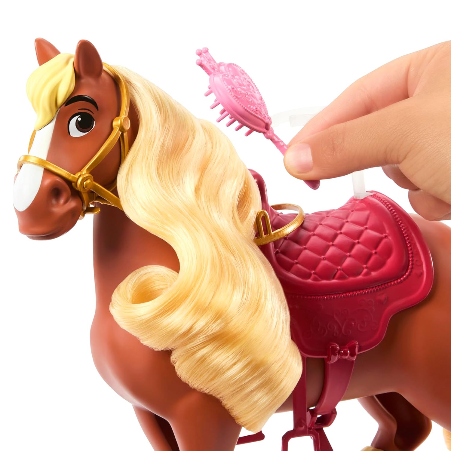 Disney Mattel Princess Toys, Belle Fashion Doll & Philippe Horse with Saddle, Brushable Mane & Tail & 4 Styling Accessories, Inspired by Movie - Image 3