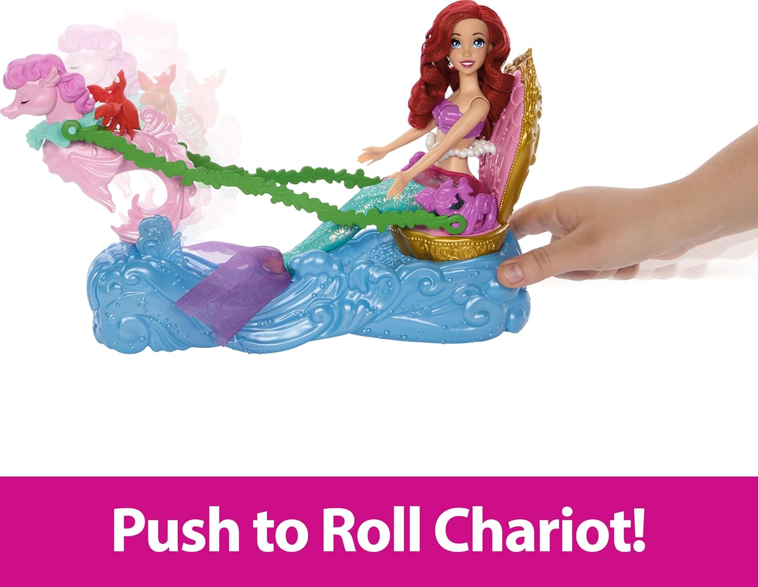 Disney Princess Ariel’s Rolling Chariot with Mermaid Fashion Doll & Figure, Inspired by Disney Movie - Image 6