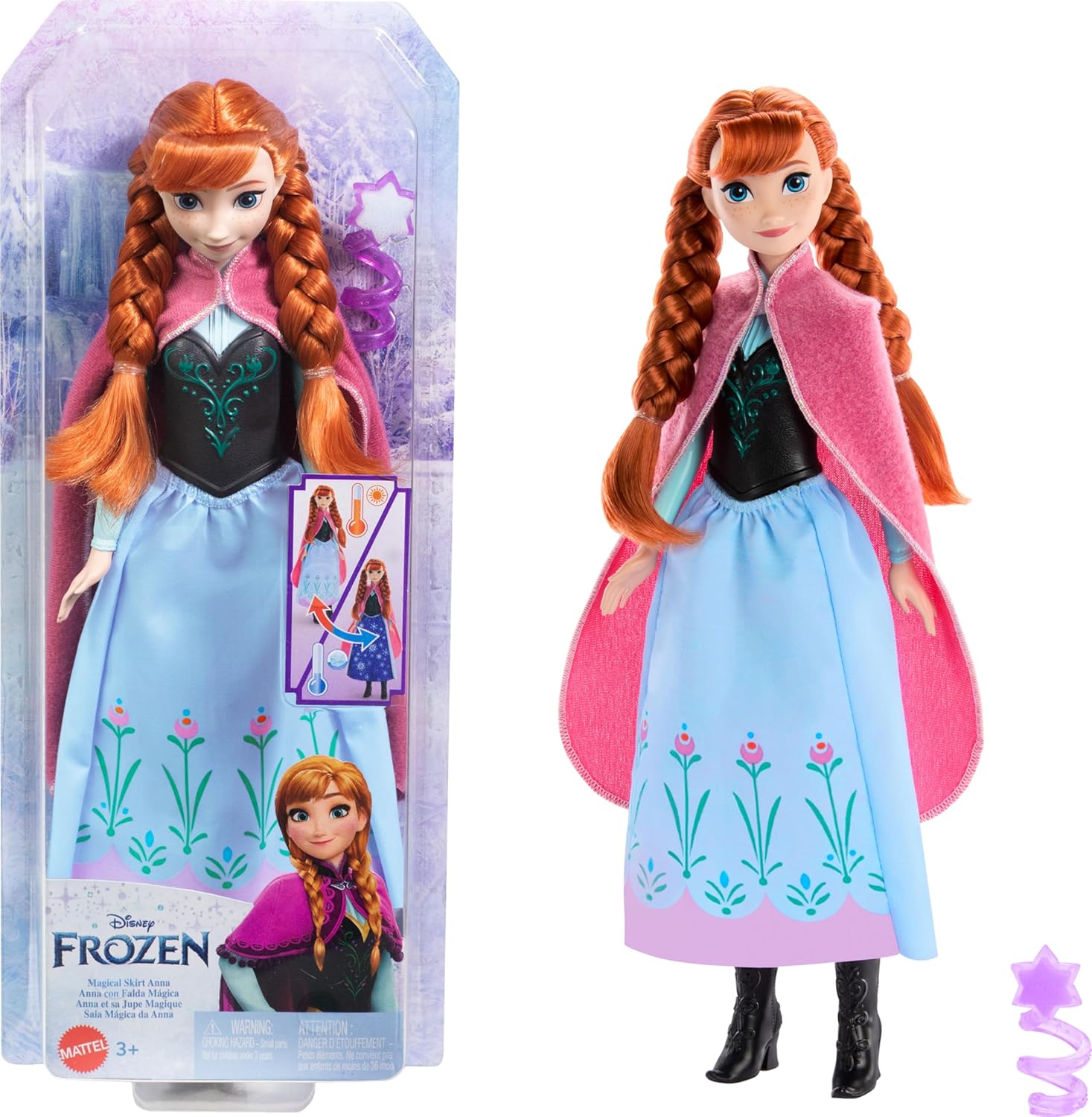 Mattel Disney Frozen Anna Magical Color-Change Skirt Fashion Doll