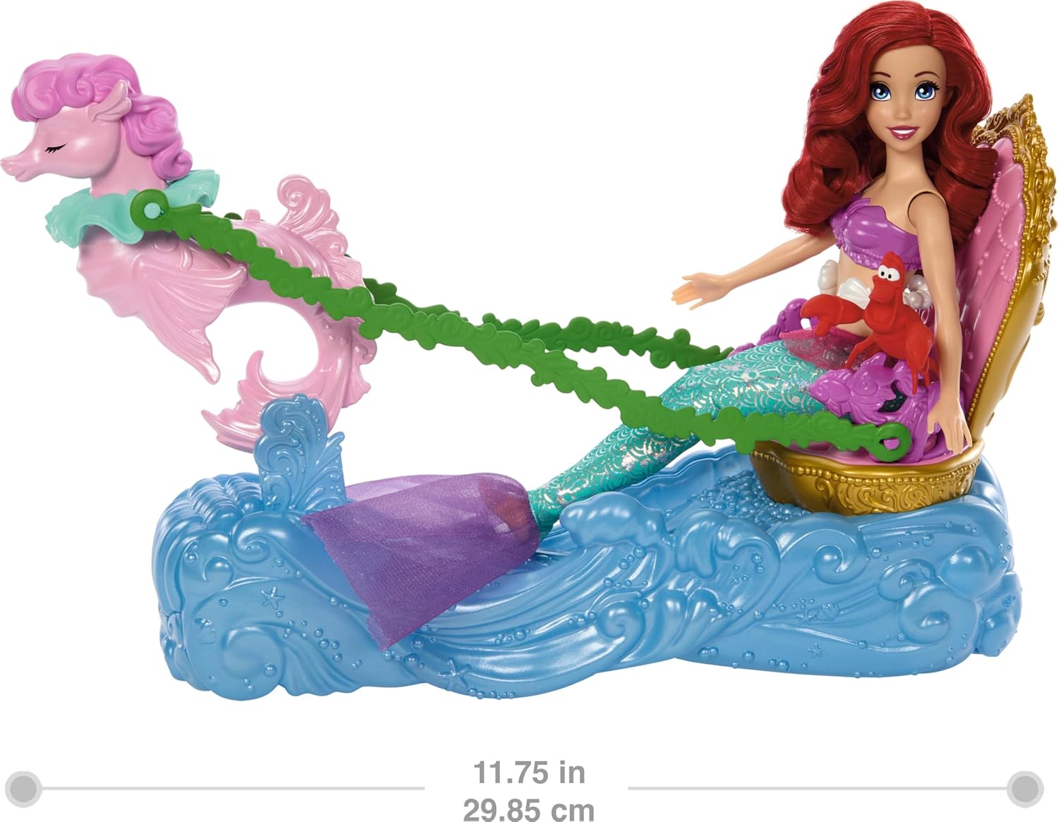 Disney Princess Ariel’s Rolling Chariot with Mermaid Fashion Doll & Figure, Inspired by Disney Movie - Image 5