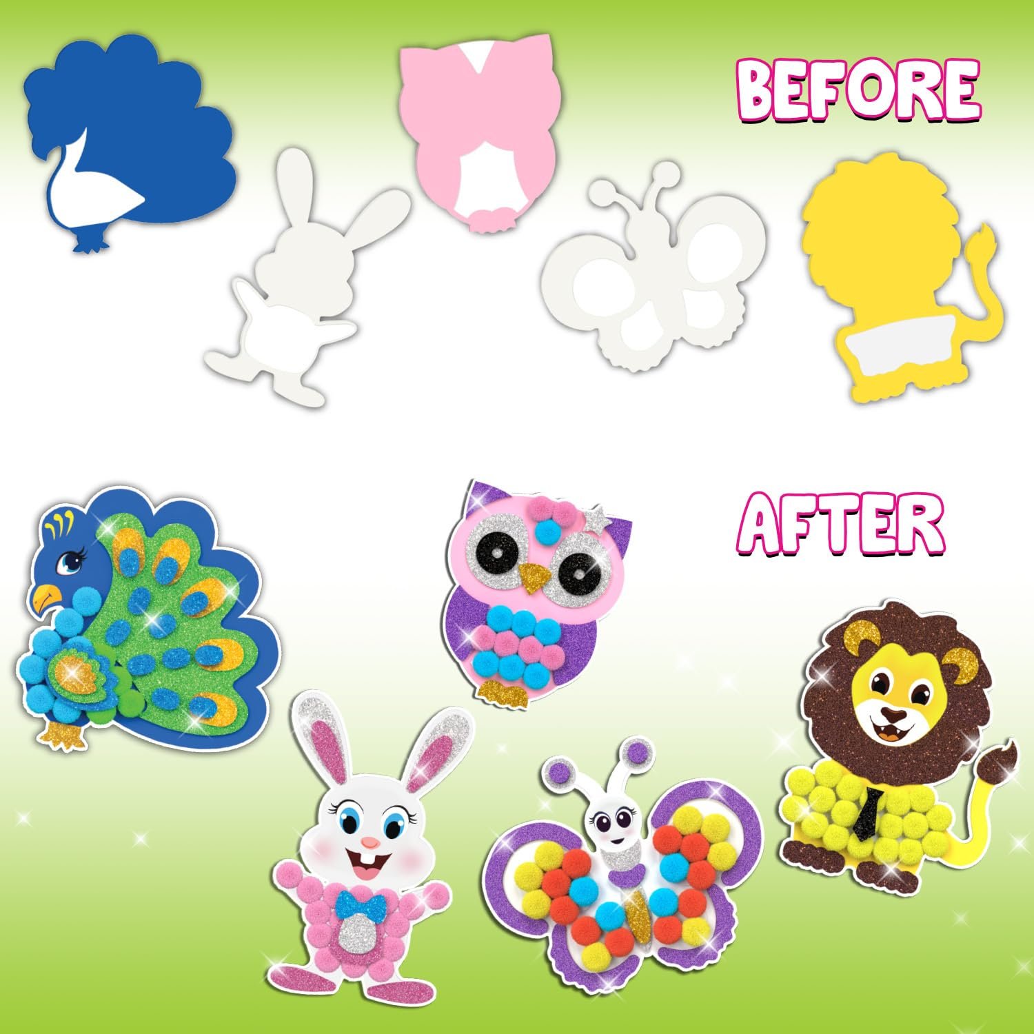 Age 5-10 Smartivity Pom Pom Magnet Craft Kit for Kids | Adorable Animals Themed - Image 4