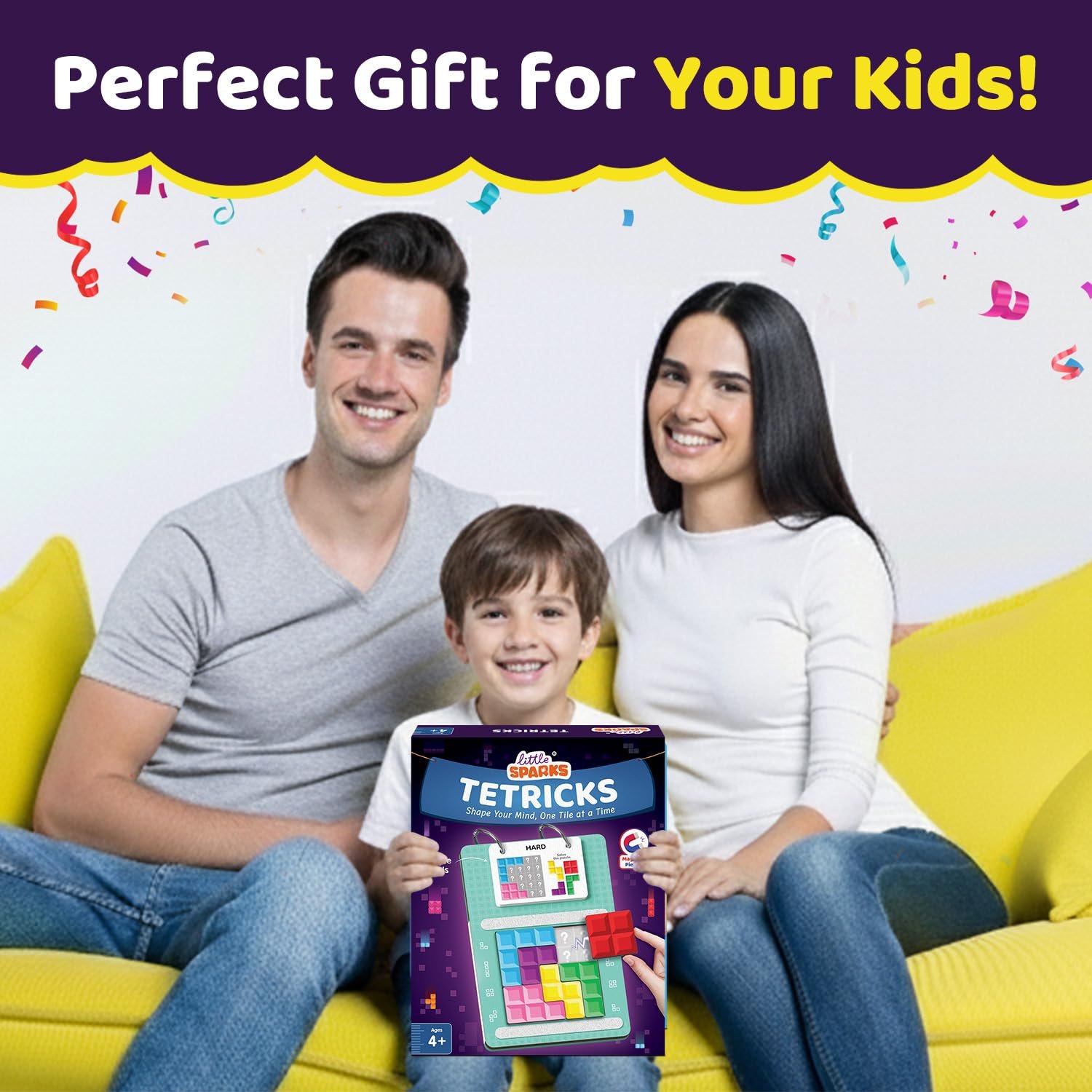 Age 4–8 Years Smartivity Tetricks - Magnetic Puzzle Game for Kids | 30+ Fun Brain Challenges with 6 Magnetic Shapes - Image 2