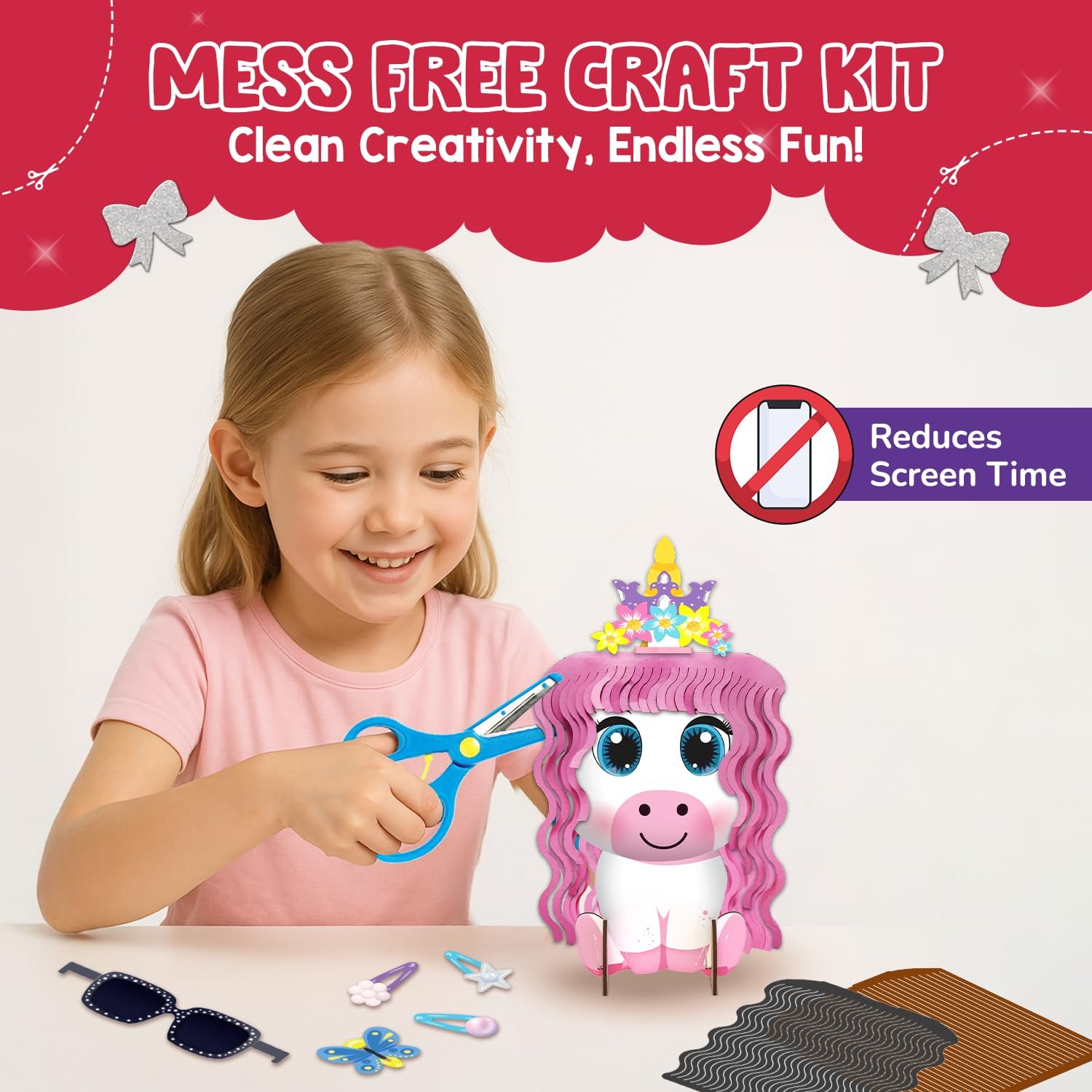 Smartivity Snip ‘N’ Style Hair Styling Craft Kit for Kids | DIY Scissor Skills & Creativity Activity Set | Includes Princess, Mermaid & Unicorn Figures - Image 5
