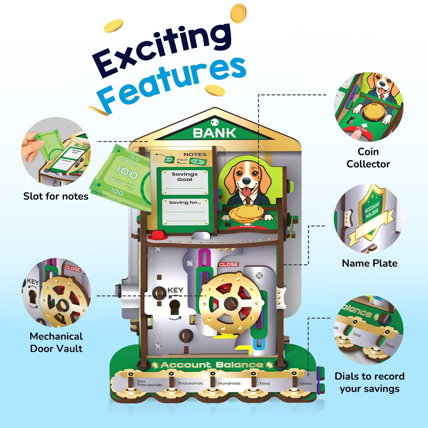Age 6-12 Years Smartivity DIY Piggy/Money Bank for Kids | Smart Locking System with 2 Keys I Stores Notes & Coins - Image 6