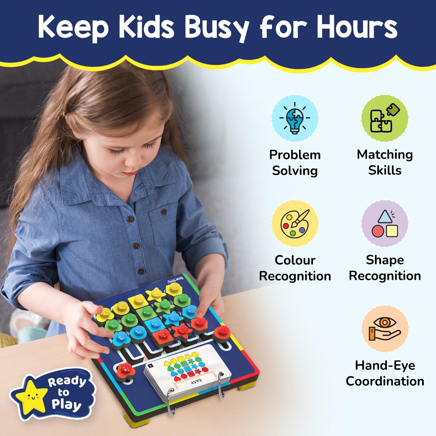 Age 6-14 years Smartivity Shape Coder Puzzle | 15 Challenge Cards, 5 Columns & Colored Shapes | Logical Thinking & Colour Matching Brain Game - Image 5