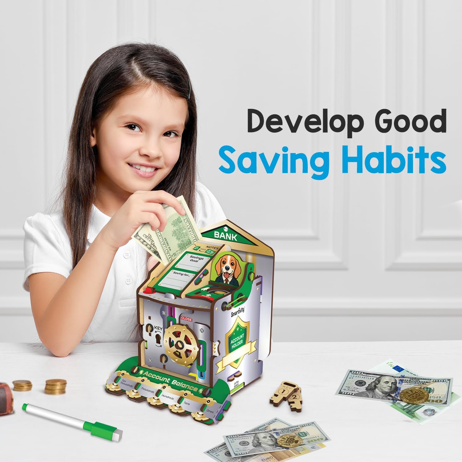 Age 6-12 Years Smartivity DIY Piggy/Money Bank for Kids | Smart Locking System with 2 Keys I Stores Notes & Coins - Image 7