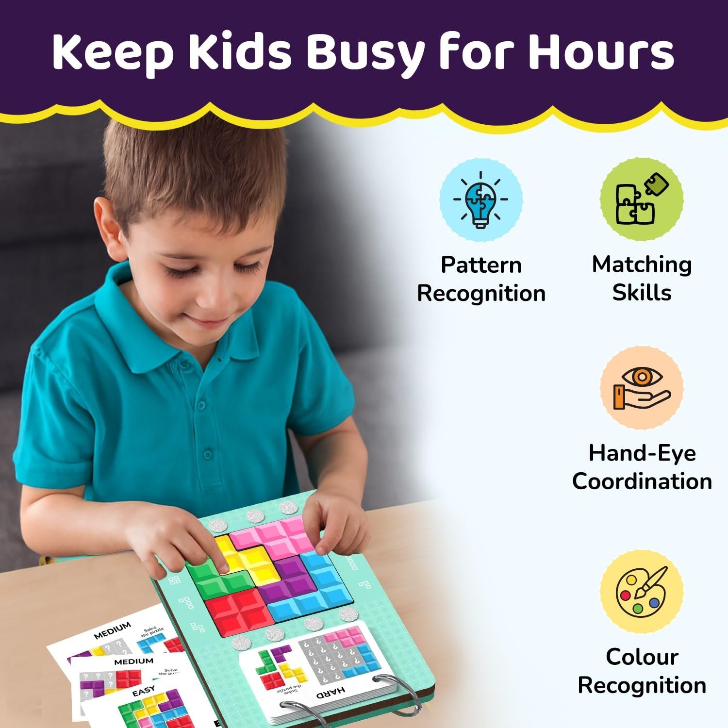 Age 4–8 Years Smartivity Tetricks - Magnetic Puzzle Game for Kids | 30+ Fun Brain Challenges with 6 Magnetic Shapes - Image 5