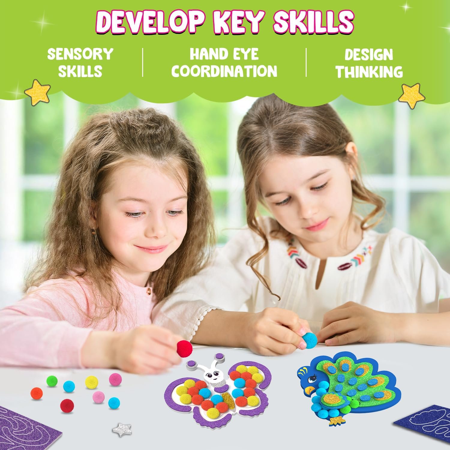 Age 5-10 Smartivity Pom Pom Magnet Craft Kit for Kids | Adorable Animals Themed - Image 6