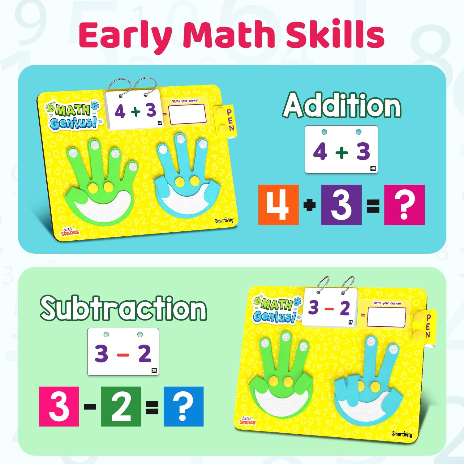 Age 3+ Years Smartivity Math Genius | Educational Toy for Kids | 40+ Challenges - Foldable Finger Counting Hands | Learn Counting, Numbers, Addition & Subtraction - Image 7