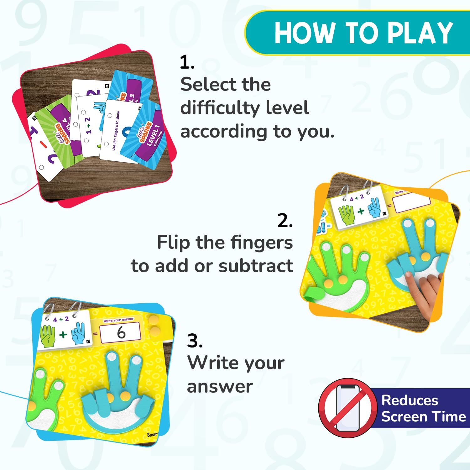 Age 3+ Years Smartivity Math Genius | Educational Toy for Kids | 40+ Challenges - Foldable Finger Counting Hands | Learn Counting, Numbers, Addition & Subtraction - Image 8