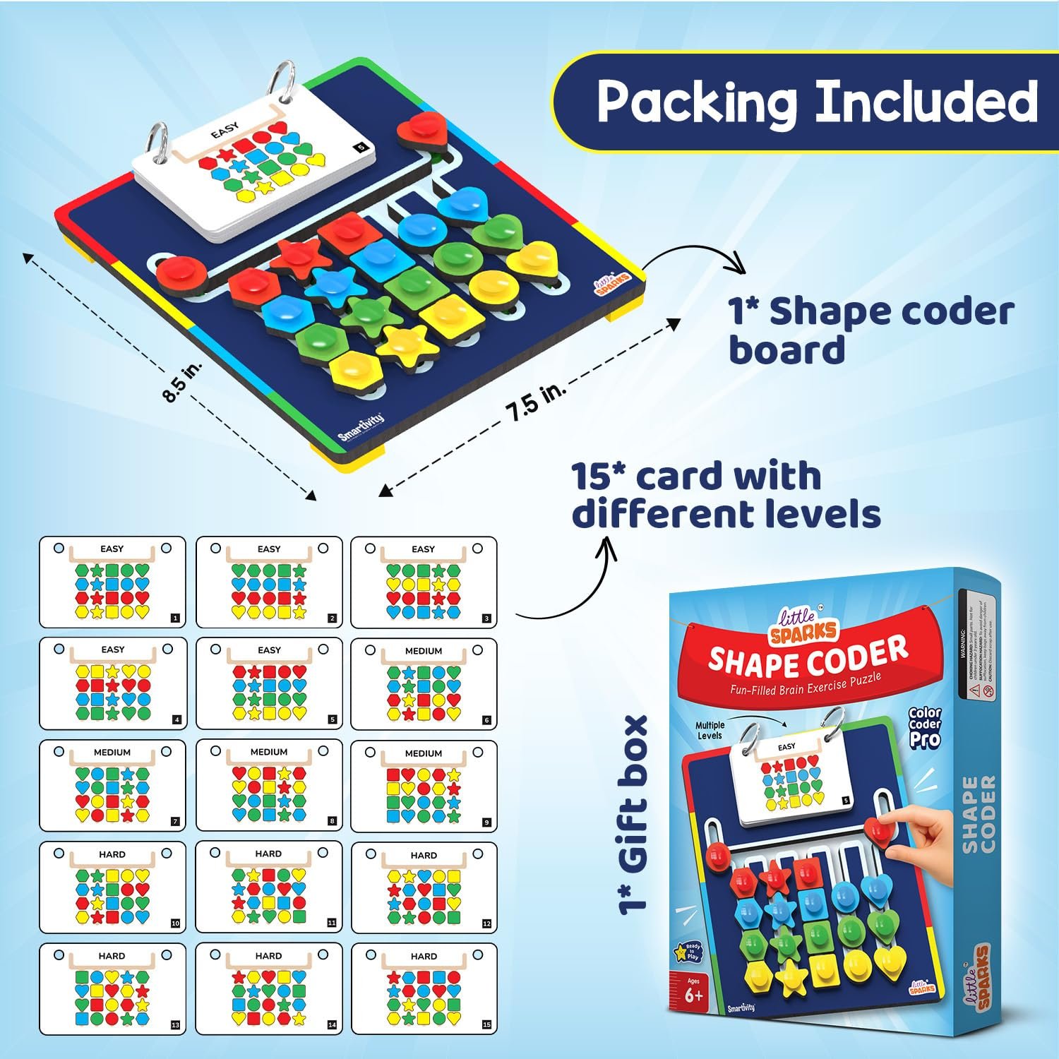 Age 6-14 years Smartivity Shape Coder Puzzle | 15 Challenge Cards, 5 Columns & Colored Shapes | Logical Thinking & Colour Matching Brain Game - Image 6