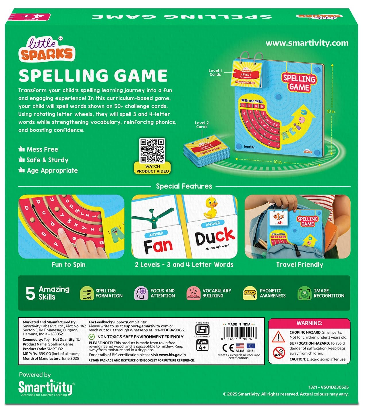 Alternative view of Age 4-8 Years Smartivity Spelling Game Learning Toy for Kids I 50+ Picture Cards