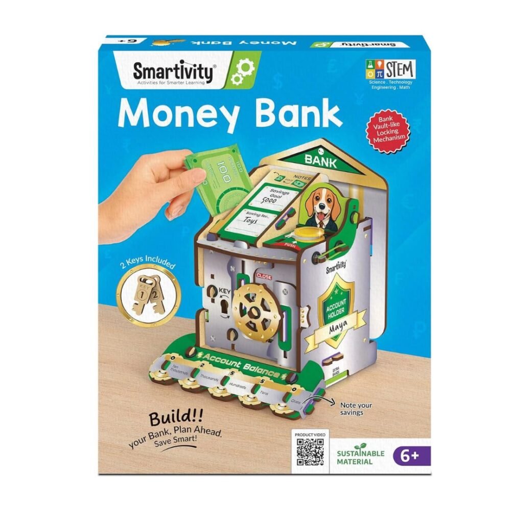 Age 6-12 Years Smartivity DIY Piggy/Money Bank for Kids | Smart Locking System with 2 Keys I Stores Notes & Coins