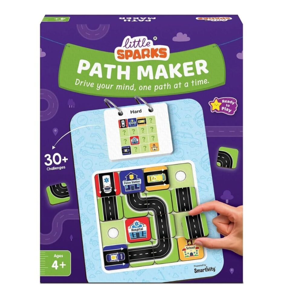 Age 4-8 Years Smartivity Path Maker Brain Puzzle for Kids I Guide Vehicles to Their Destination - 30+ Challenges I Logic & Problem-Solving Puzzle Game