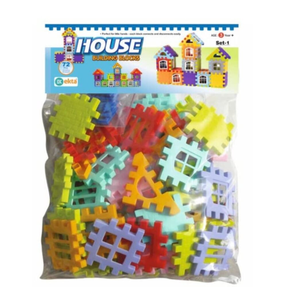 Large House Building Blocks Toy for Kids Age 3+ | Multicolor 7.5cm Blocks