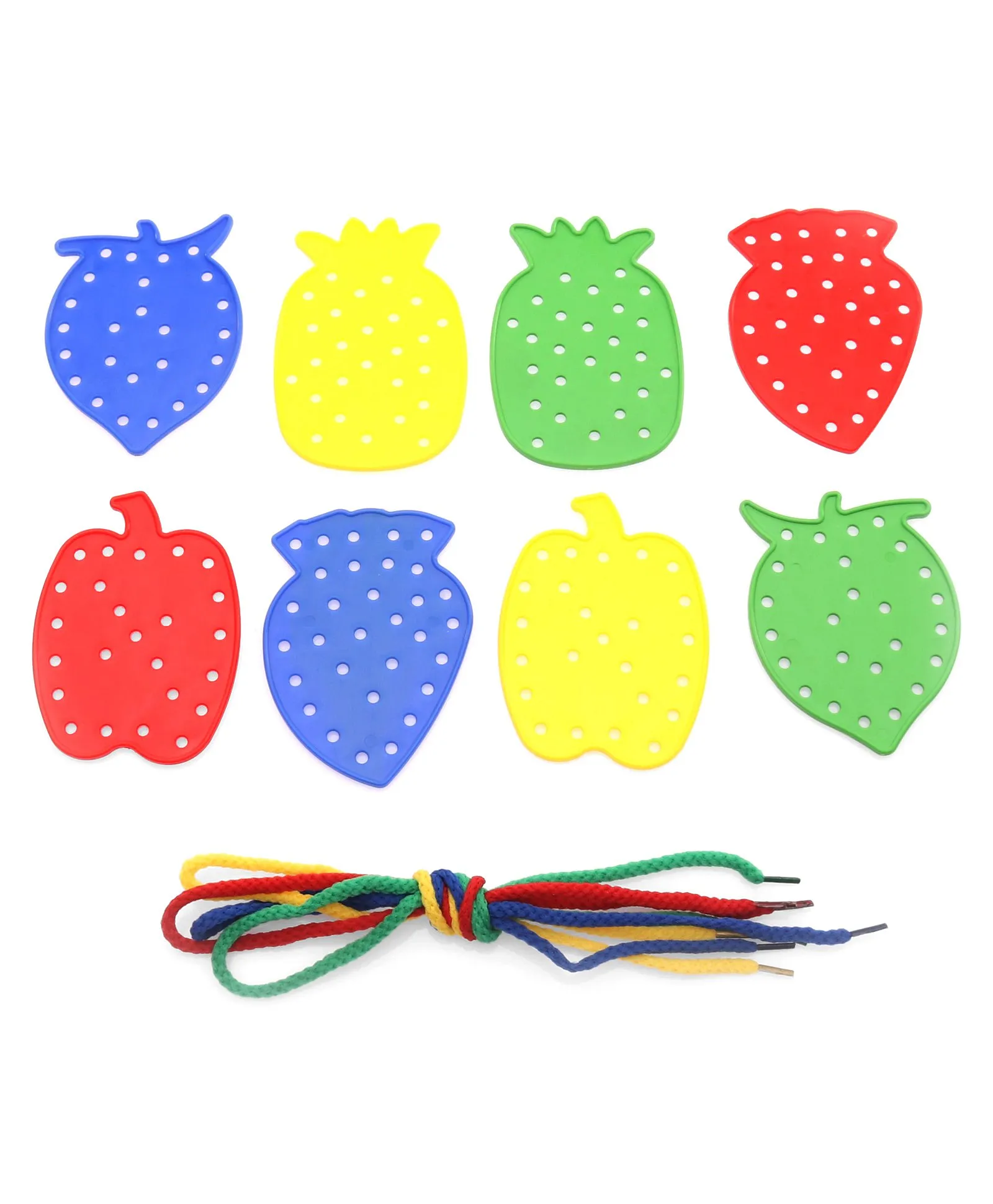 Alternative view of Little Fingers Colorful Fruit-Shaped Lacing Cards Set – Fruits N Threads Fine Motor Skill Toy for Toddlers & Preschool Kids (12-Pieces)