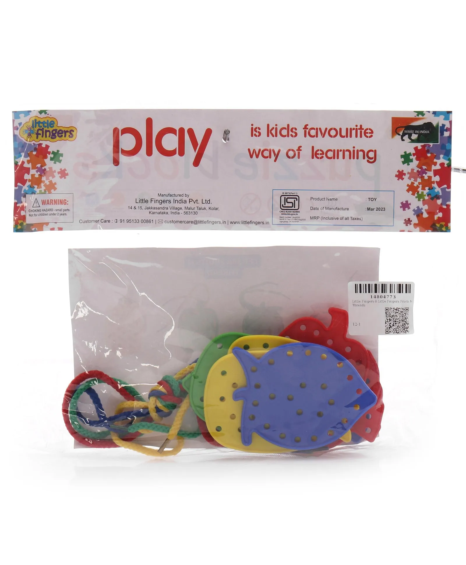 Little Fingers Colorful Fruit-Shaped Lacing Cards Set – Fruits N Threads Fine Motor Skill Toy for Toddlers & Preschool Kids (12-Pieces) - Image 6