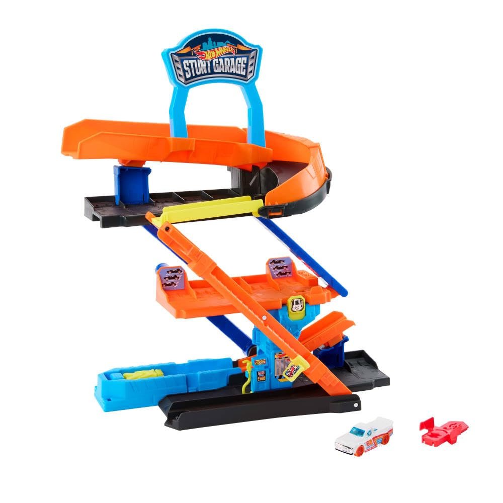 Hot Wheels City Toy Car Track Set, Transforming Stunt Garage Playset & 1:64 Scale Die-Cast Vehicle, Storage for 10+ Cars & Stunting Speedway - Image 5