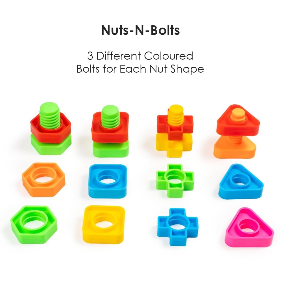 RATNA'S Nuts-N-Bolts Plastic Screwing & Unscrewing Interlocking Different Shapes with Attractive Colors Learning & Educational Preschool Toys - Image 3