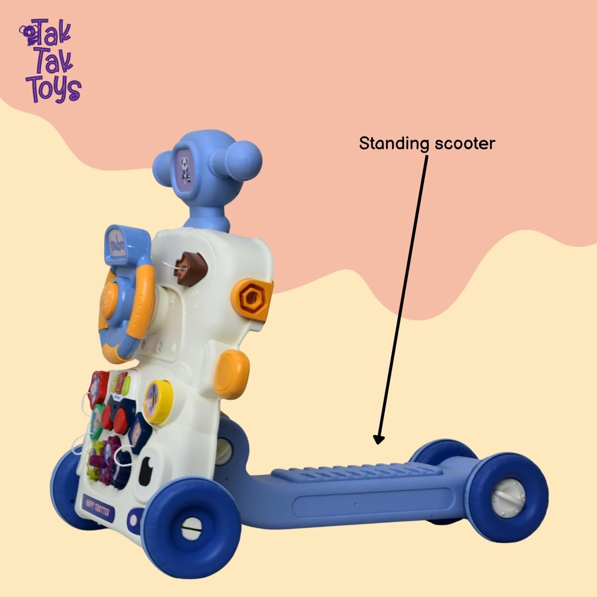 Age 6 Months+ Tak Tak Toys Nubo 5-in-1 Happy Trotter | Baby Walker, Ride-On, Standing Scooter | Musical Light & Sound Learning Toy - Image 2