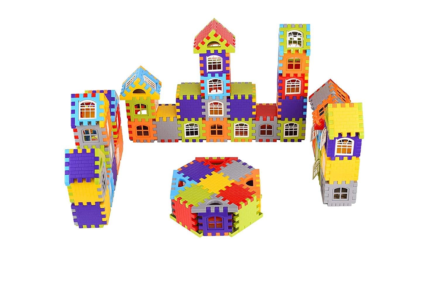 Alternative view of Large House Building Blocks Toy for Kids Age 3+ | Multicolor 7.5cm Blocks