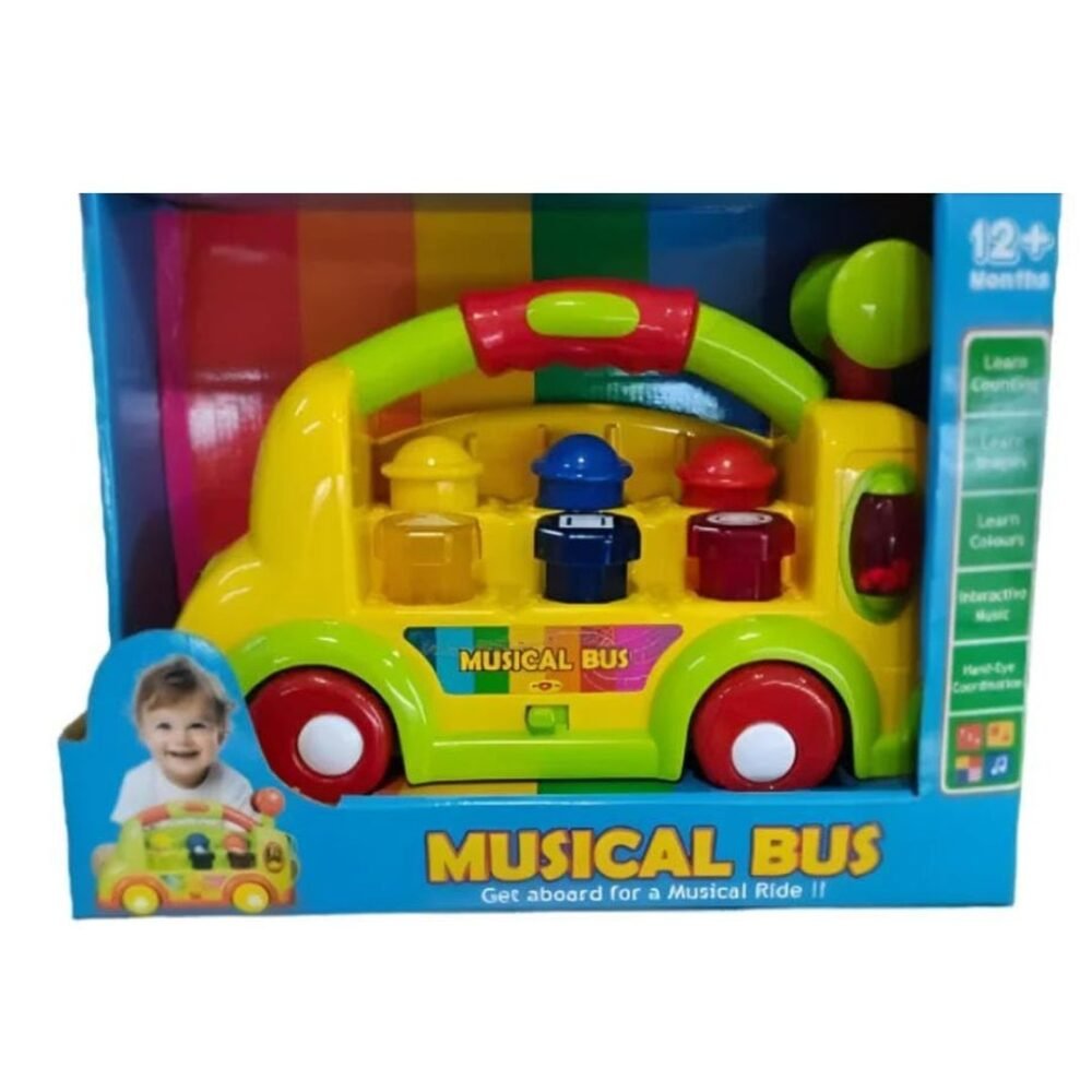 Age 12+ Months Interactive Musical Bus Toy with Fun Shape Sorting & Sound Effects Toy for Babies