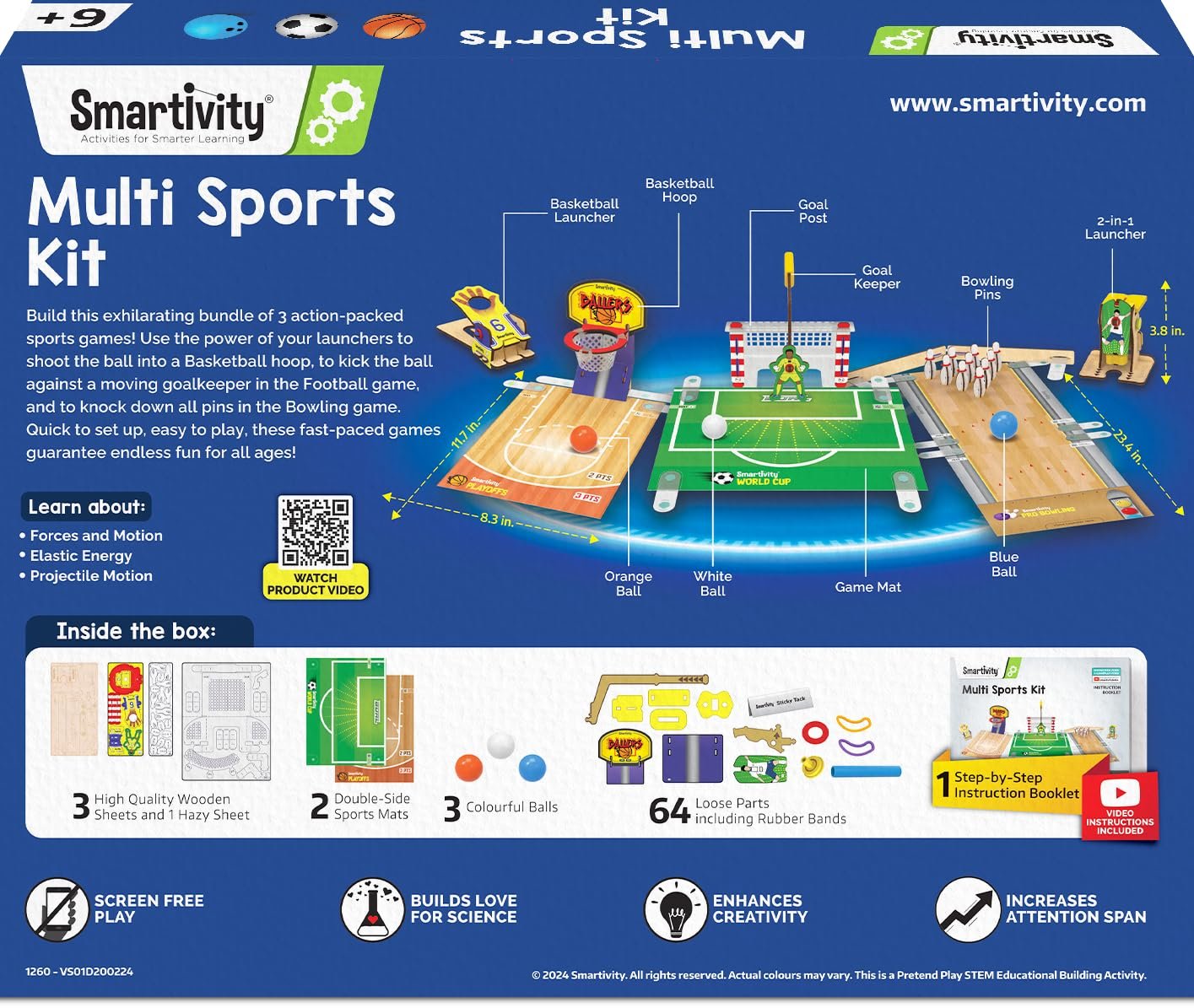 Alternative view of Smartivity Multi Sports Kit for Kids 6-12 Year I Basketball, Football & Bowling  | DIY Science Toy for KidsI STEM Wooden Construction Game