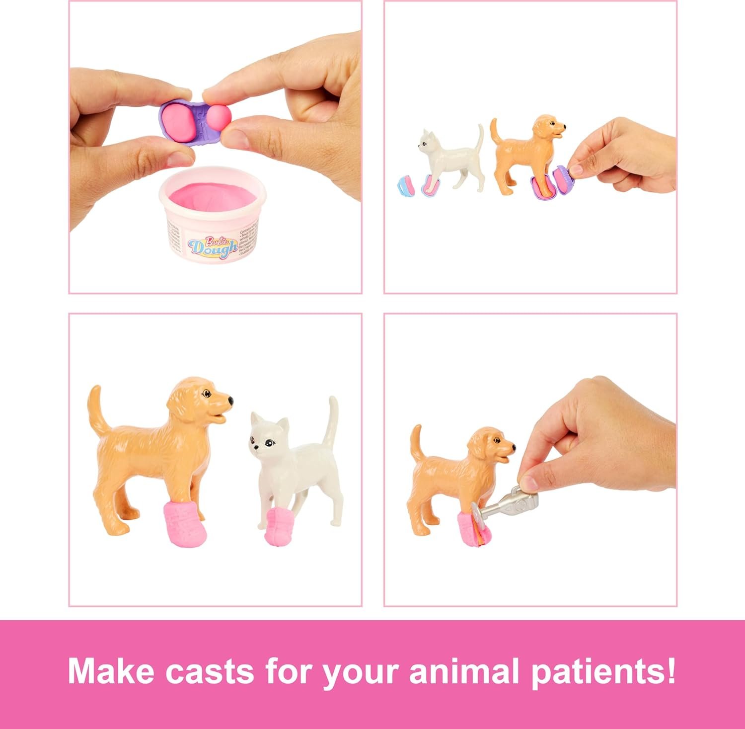 Barbie Fast Cast Veterinarian Clinic Playset with Pink Colored Hair Fashion Doll, Vet Furniture & 10+ Accessories Including Molds & Dough for Bandages - Image 4