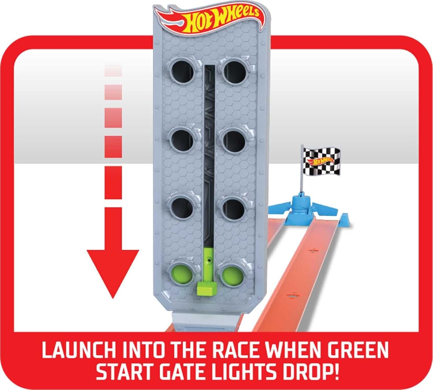 Hot Wheels® Dragstrip Champion™ Playset with One 1:64 Scale Toy Car, Track Set Includes Launcher, Start Gate and Winning Flag - Image 7