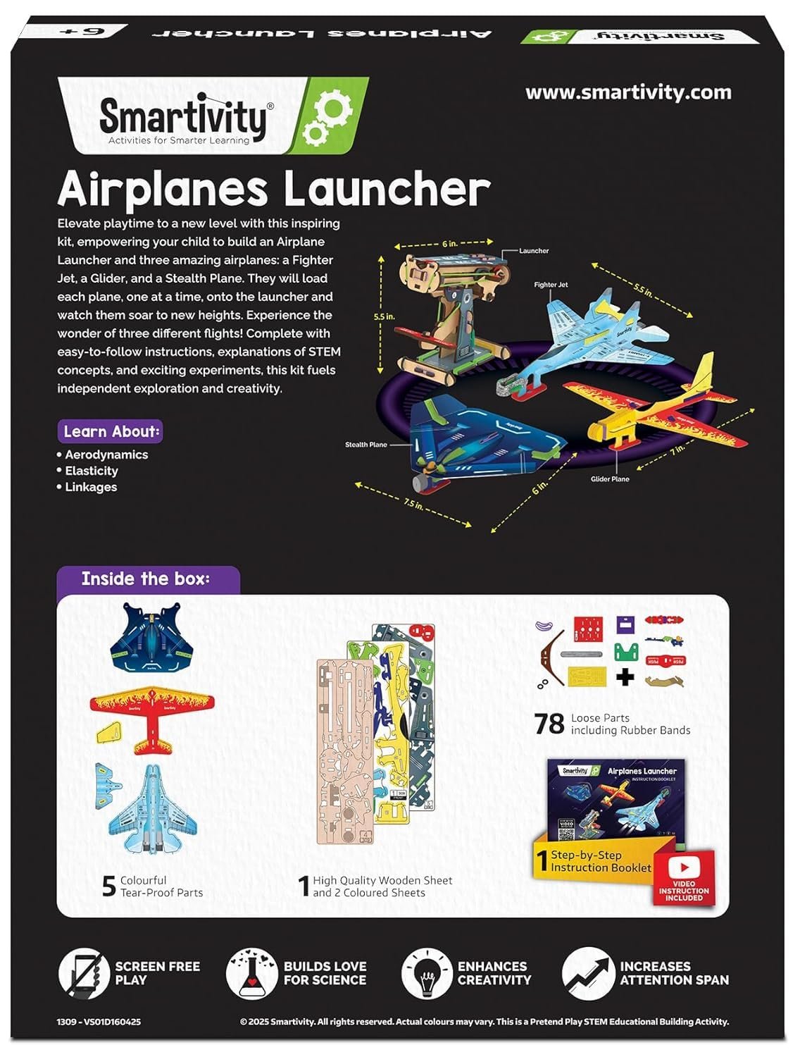 Alternative view of Smartivity 3in1 Airplanes Launcher Toy for Kids 6-12 | Build & Launch 3 Planes – Fighter Jet, Glider, Stealth