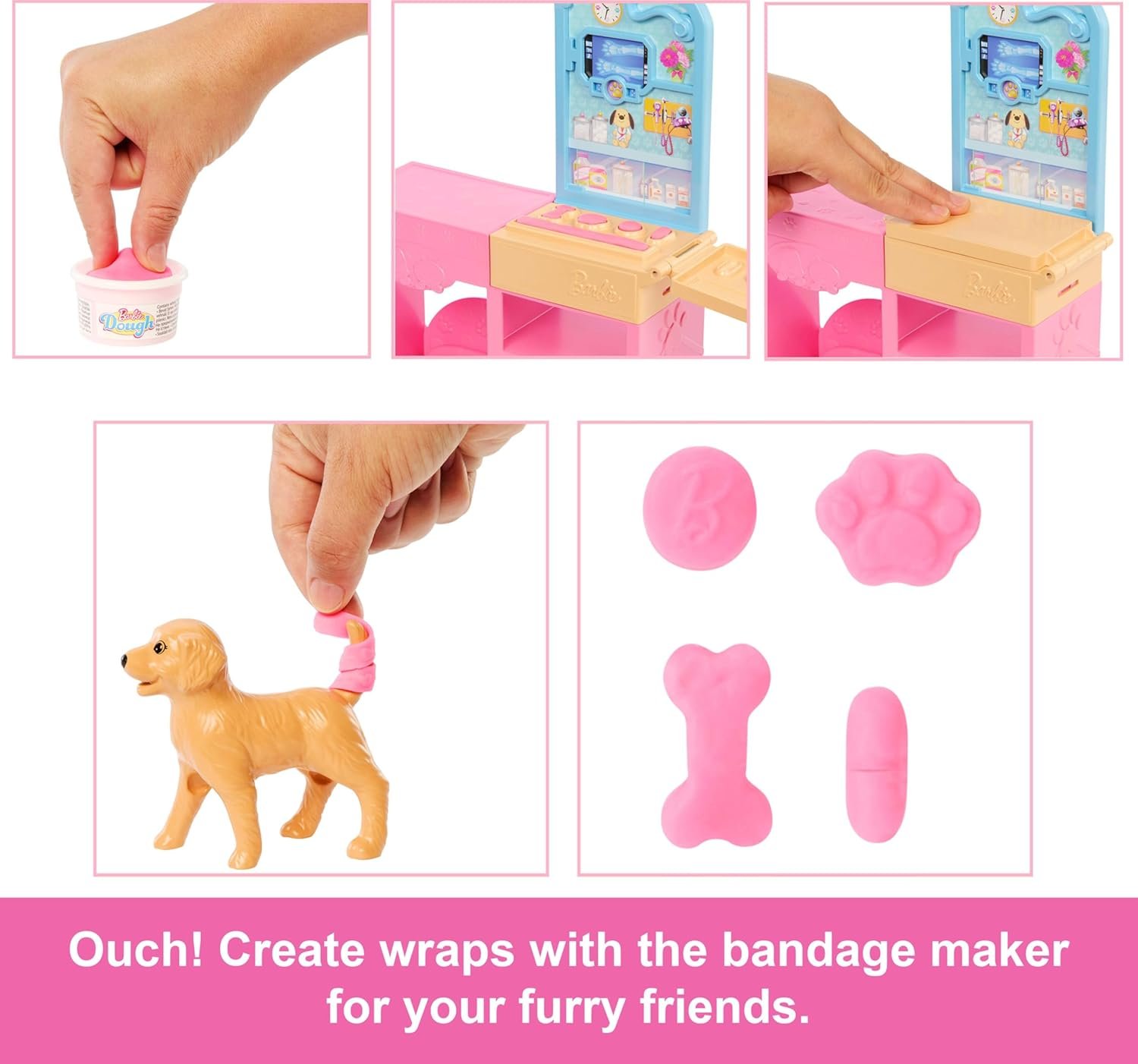Barbie Fast Cast Veterinarian Clinic Playset with Pink Colored Hair Fashion Doll, Vet Furniture & 10+ Accessories Including Molds & Dough for Bandages - Image 3