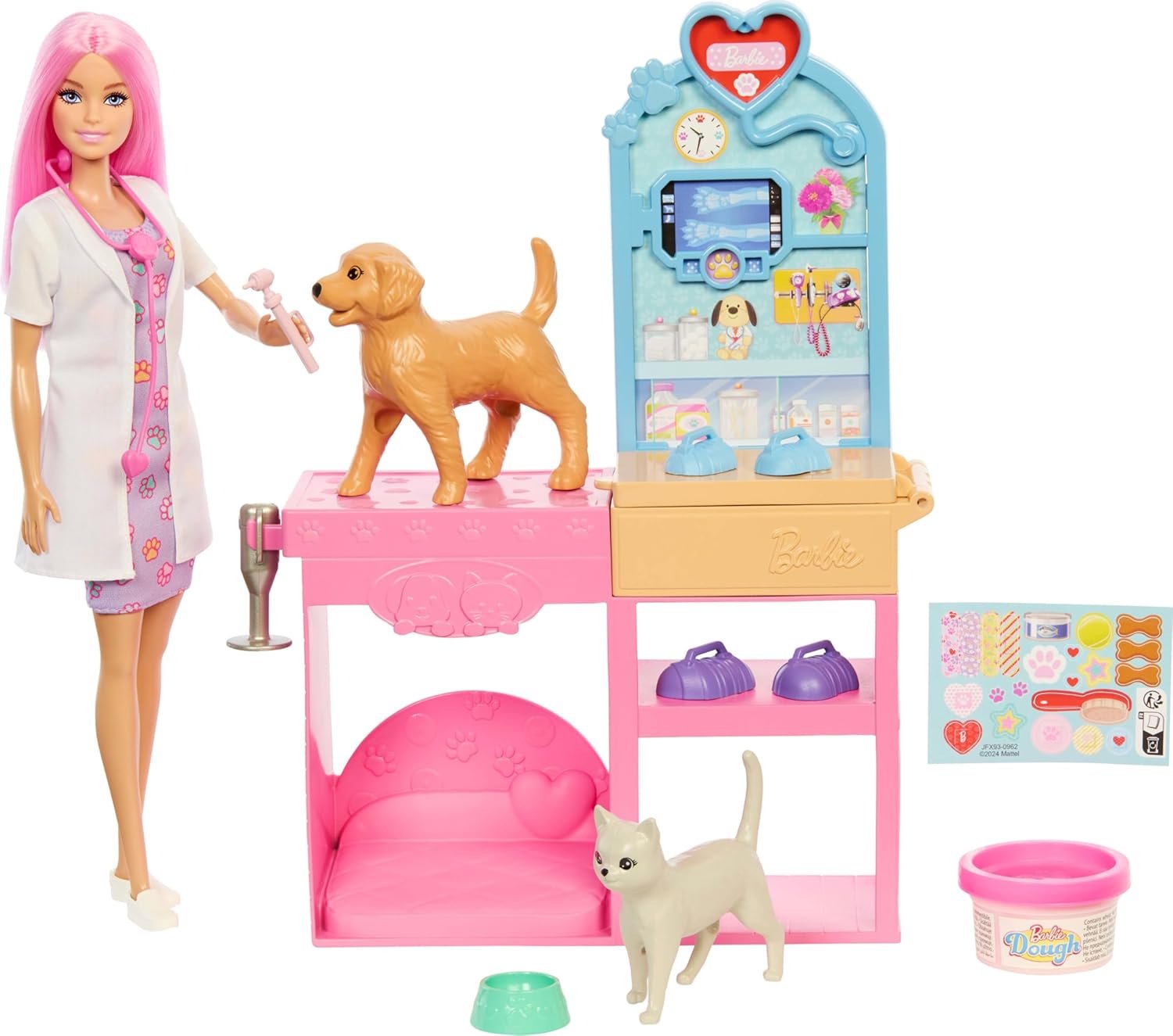 Barbie Fast Cast Veterinarian Clinic Playset with Pink Colored Hair Fashion Doll, Vet Furniture & 10+ Accessories Including Molds & Dough for Bandages - Image 6