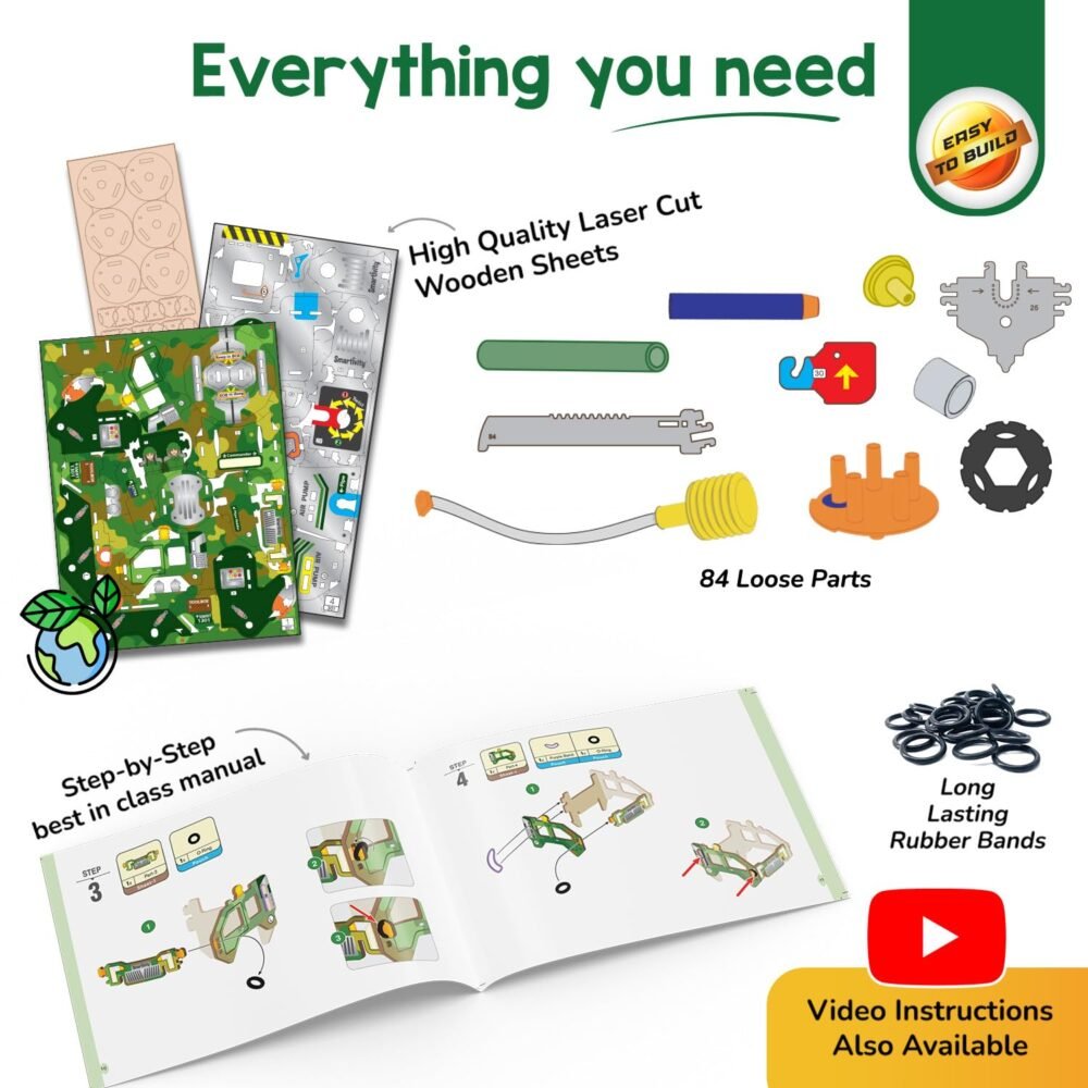 Alternative view of Age 8-14 Year Smartivity DIY Military Vehicle for Kids | Army Truck with Air Powered - Missle Launch System