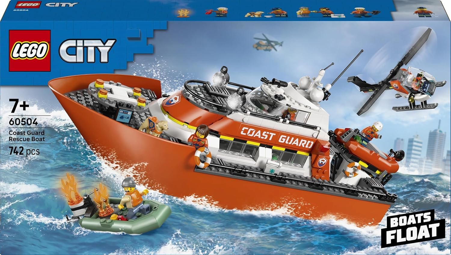 Alternative view of Age : 7 Years+ Lego 60504 City Coast Guard Rescue Boat & Helicopter (742 Pieces)