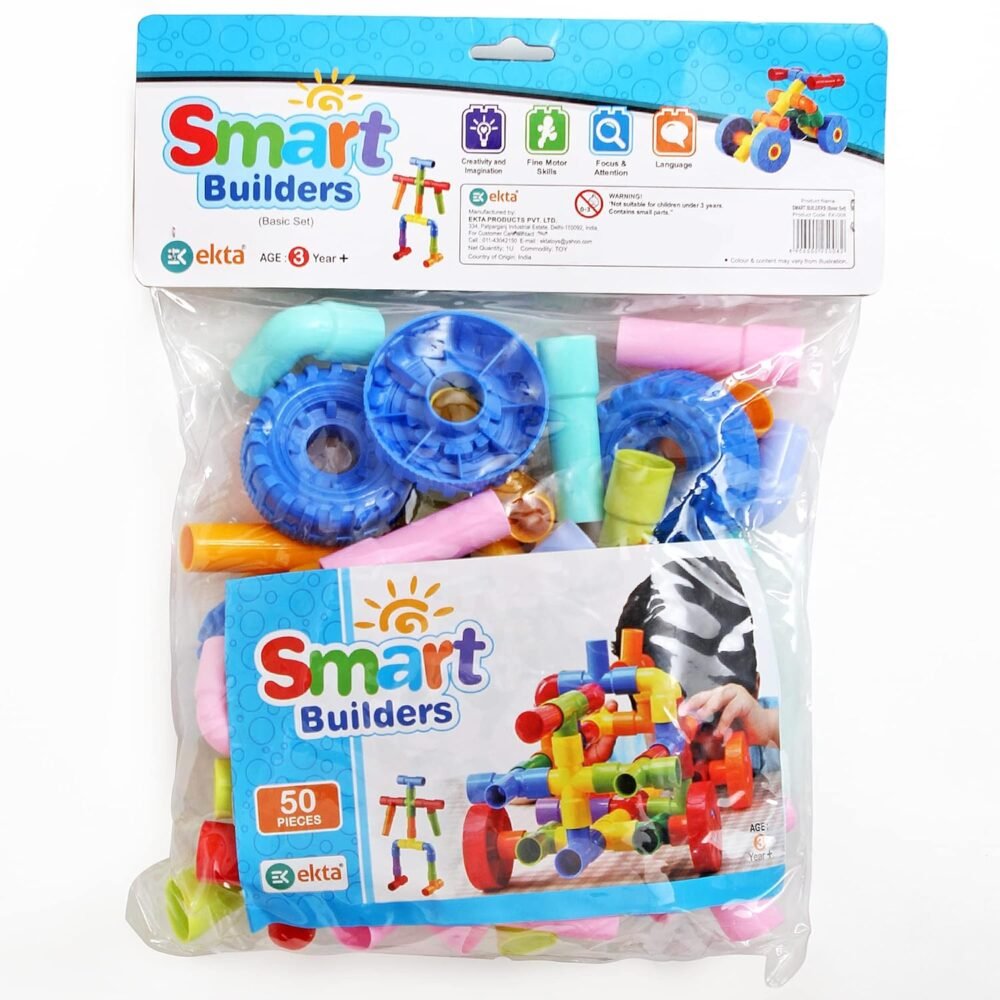Alternative view of Ekta Smart Builders Building Blocks Basic Set, Building Blocks for Kids, Block Game for Kids (Multicolor, Big Size) - 50 Pieces